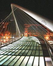 Zubizuri Bridge at night Bilbao